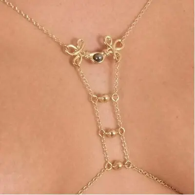 Mayerling - Open Cup Bra in Gold with Crest and Hematite Droplet