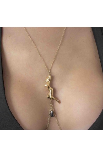 Me! - Gold Necklace with Lovely Nude and Nipple Rings