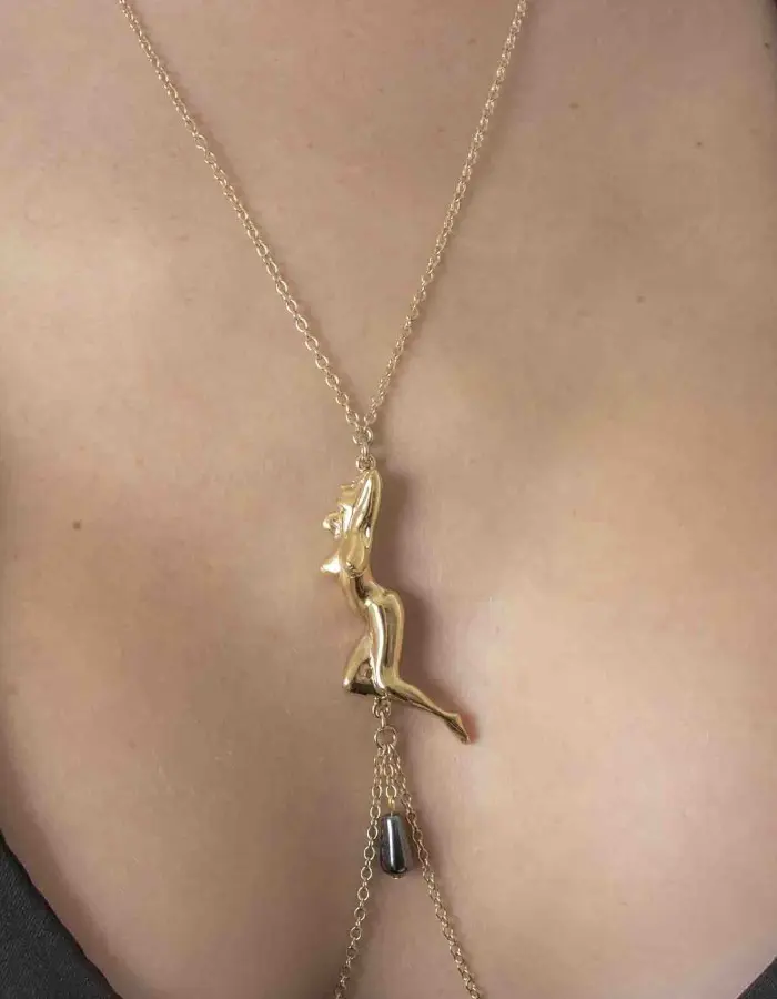 Me! - Gold Necklace with Lovely Nude and Nipple Rings