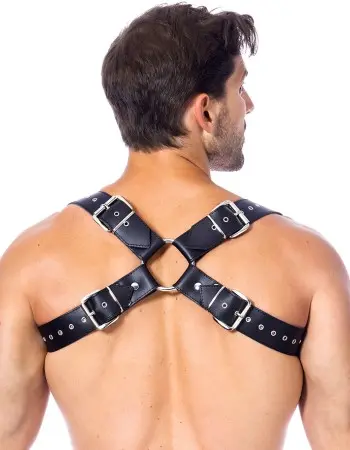 Men's Leather Body Harness With Criss Cross Back