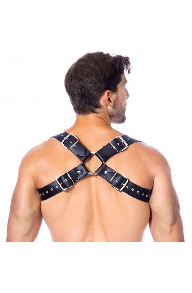 Men's Leather Body Harness With Criss Cross Back