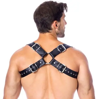 Men's Leather Body Harness With Criss Cross Back