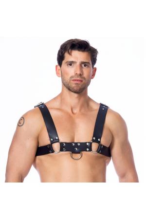 Men's Leather Body Harness With Wide Chest Band