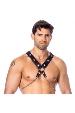 Men's Leather Chest and Body Harness With Chains