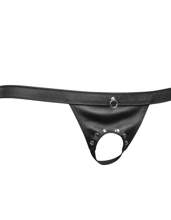 Men's Leather Open Cock G-String