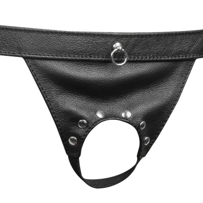Men's Leather Open Cock G-String
