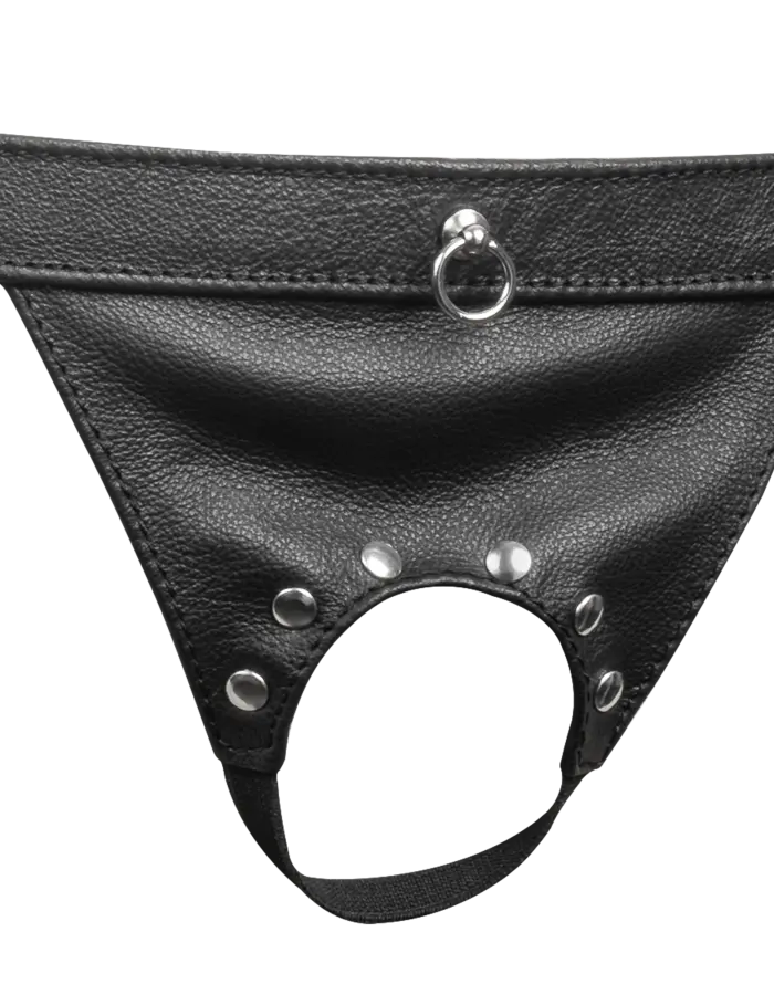 Men's Leather Open Cock G-String