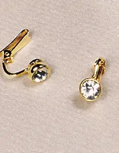 Meng Po - Gold Non-Piercing Labia Clips with Crystal Inlay - Pair