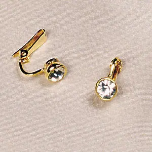 Meng Po - Gold Non-Piercing Labia Clips with Crystal Inlay - Pair