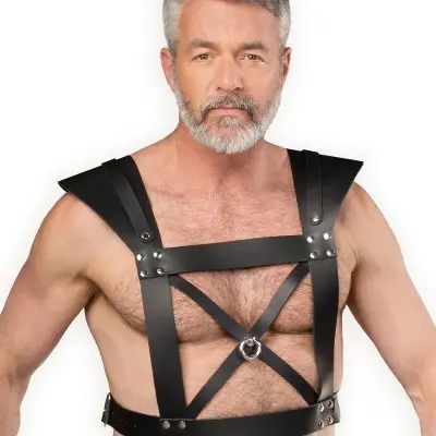 Men's Gladiator Style Chest Harness with Front O-Ring