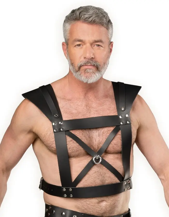 Men's Gladiator Style Chest Harness with Front O-Ring
