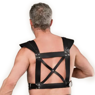 Men's Gladiator Style Chest Harness with Front O-Ring