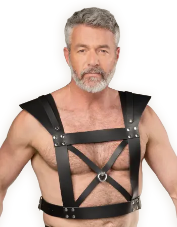 Men's Gladiator Style Chest Harness with Front O-Ring