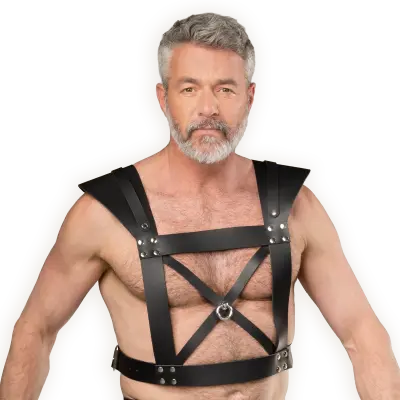 Men's Gladiator Style Chest Harness with Front O-Ring