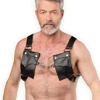 Men's Leather Chest Harness with Pockets