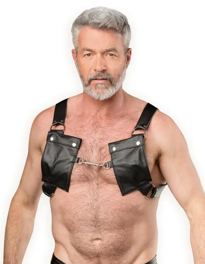 Men's Leather Chest Harness with Pockets