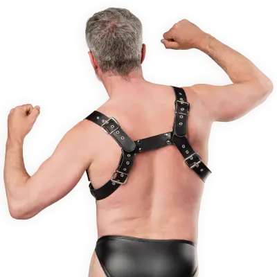 Men's Leather Chest Harness with Pockets
