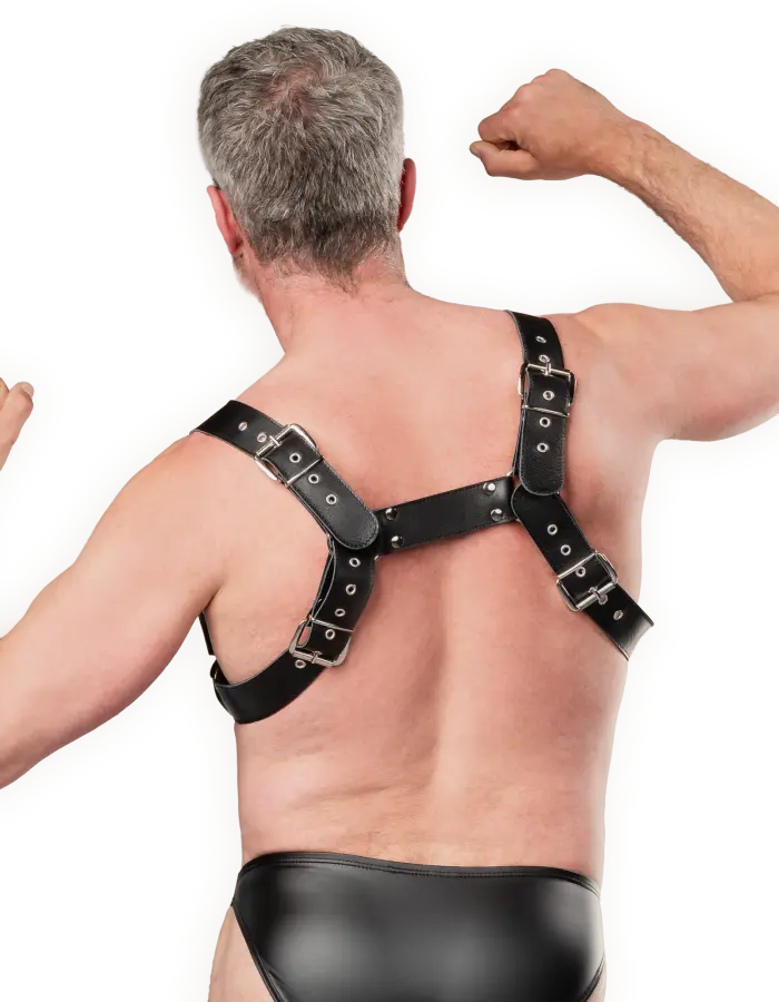Men's Leather Chest Harness with Pockets