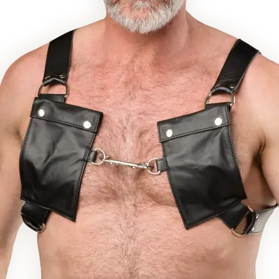 Men's Leather Chest Harness with Pockets