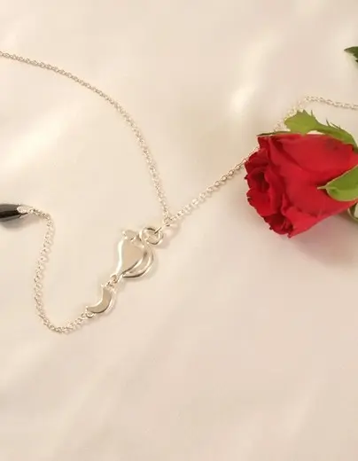 MerNeith - Waist Chain in Silver & Hematite with Cat and Moon Charms