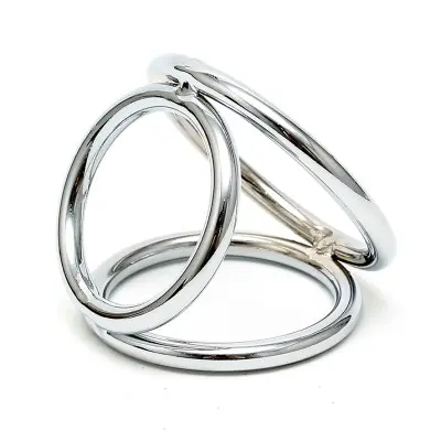 Metal Cock Penis and Balls Metal Triple Triangle Rings