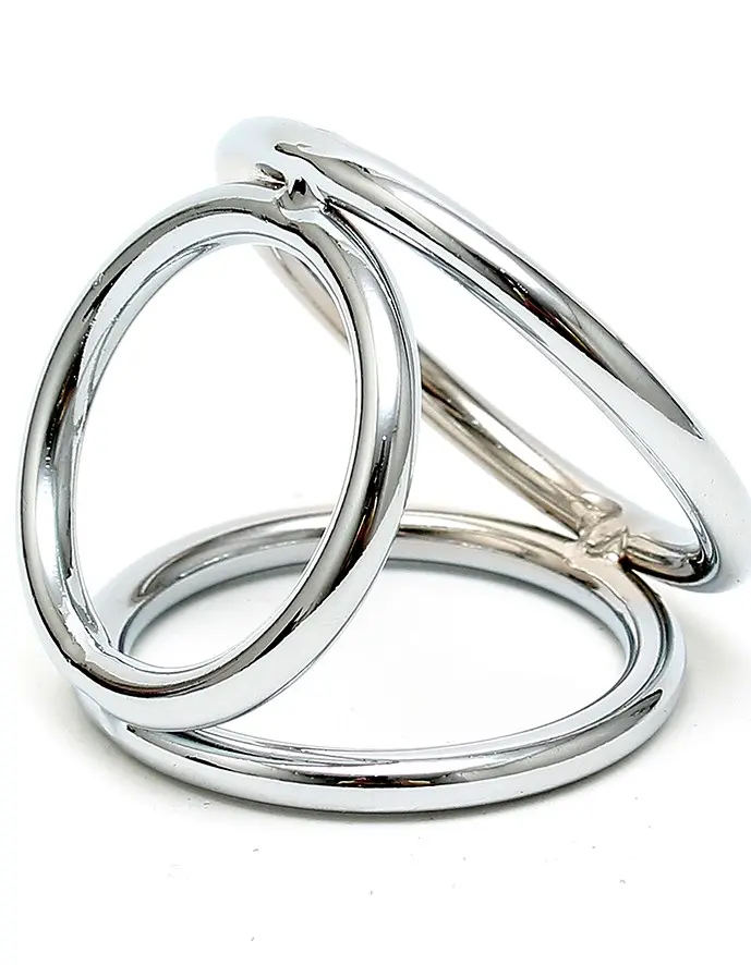 Metal Cock Penis and Balls Metal Triple Triangle Rings