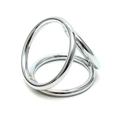 Metal Cock Penis and Balls Metal Triple Triangle Rings