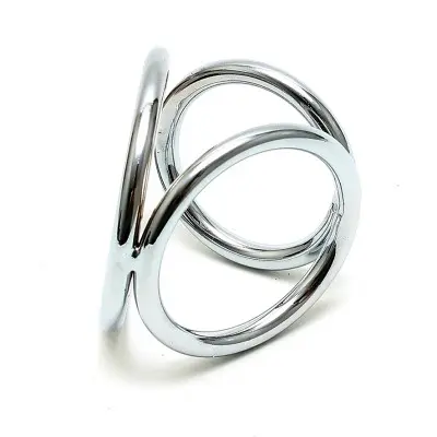 Metal Cock Penis and Balls Metal Triple Triangle Rings