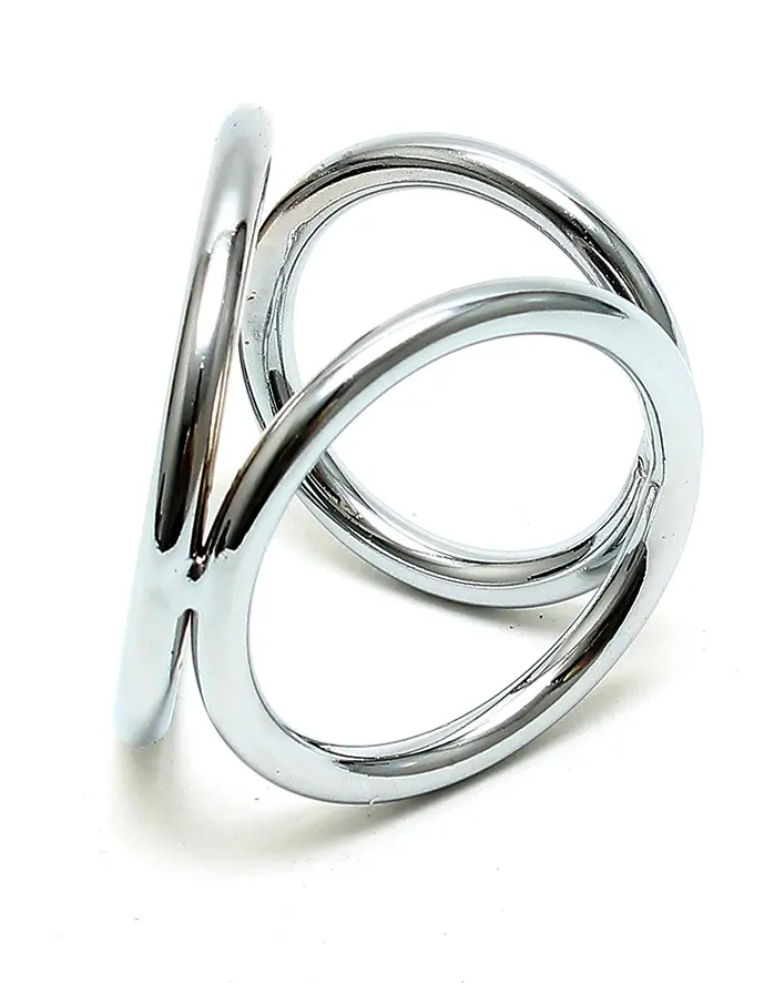 Metal Cock Penis and Balls Metal Triple Triangle Rings