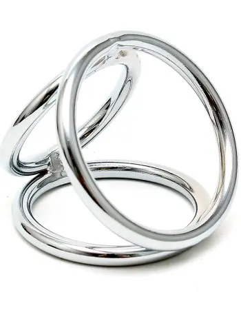Metal Cock Penis and Balls Metal Triple Triangle Rings