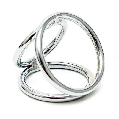 Metal Cock Penis and Balls Metal Triple Triangle Rings