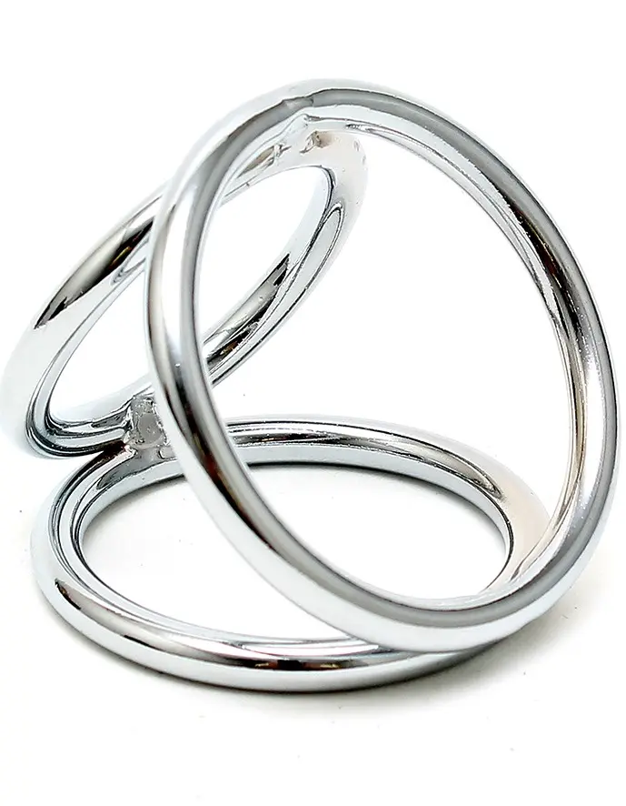 Metal Cock Penis and Balls Metal Triple Triangle Rings