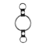 Metal Cock Ring with Leather Straps & Attachment Rings – 50 mm