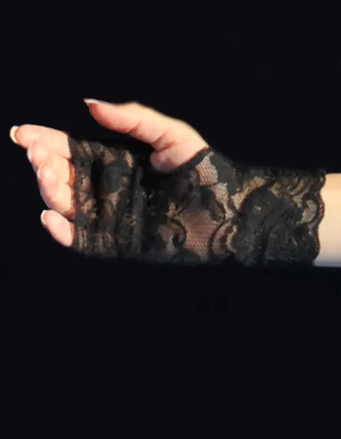 Midnight Girl - Black Lace Fingerless Gloves