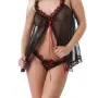 Mistress for Hire - Black/Red Sheer Lace Babydoll & Tanga