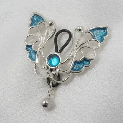 Morpho - Cobalt and Silver Butterfly Non-Piercing Nipple Ring Jewelry