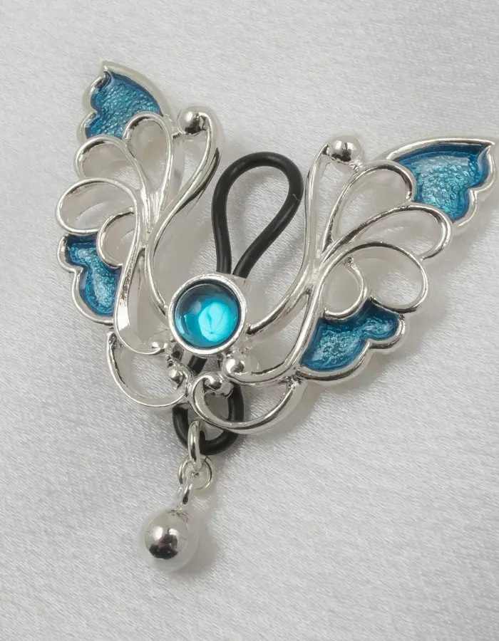 Morpho - Cobalt and Silver Butterfly Non-Piercing Nipple Ring Jewelry