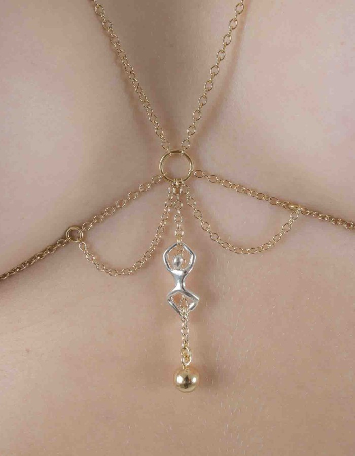 Naiad - Open Cup Bra in Gold with River Nymph Charm