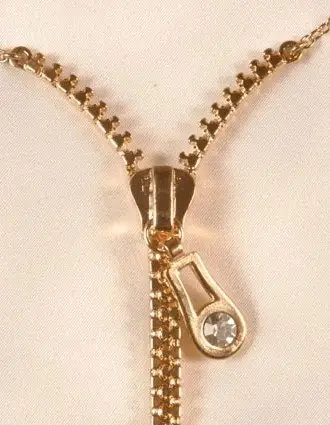 Naughty Girls - Gold Zipper Necklace with Nipple Clips