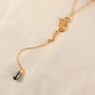 Nefertari - Waist Chain in Gold & Hematite with Cat and Moon Charms