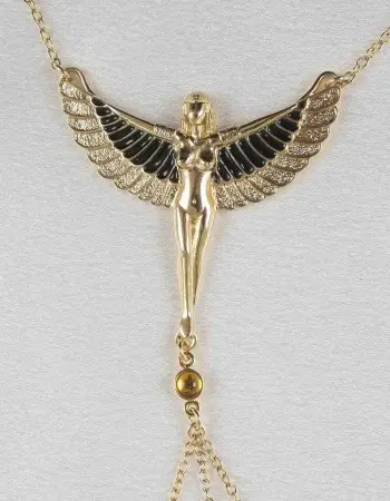 Nile Sunset - Gold Breast and Nipple Necklace with Isis Charm