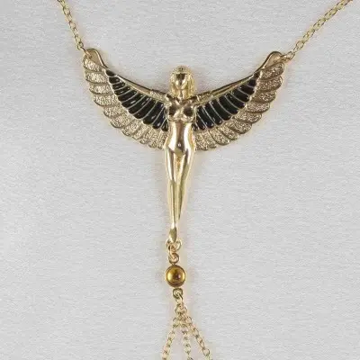 Nile Sunset - Gold Breast and Nipple Necklace with Isis Charm