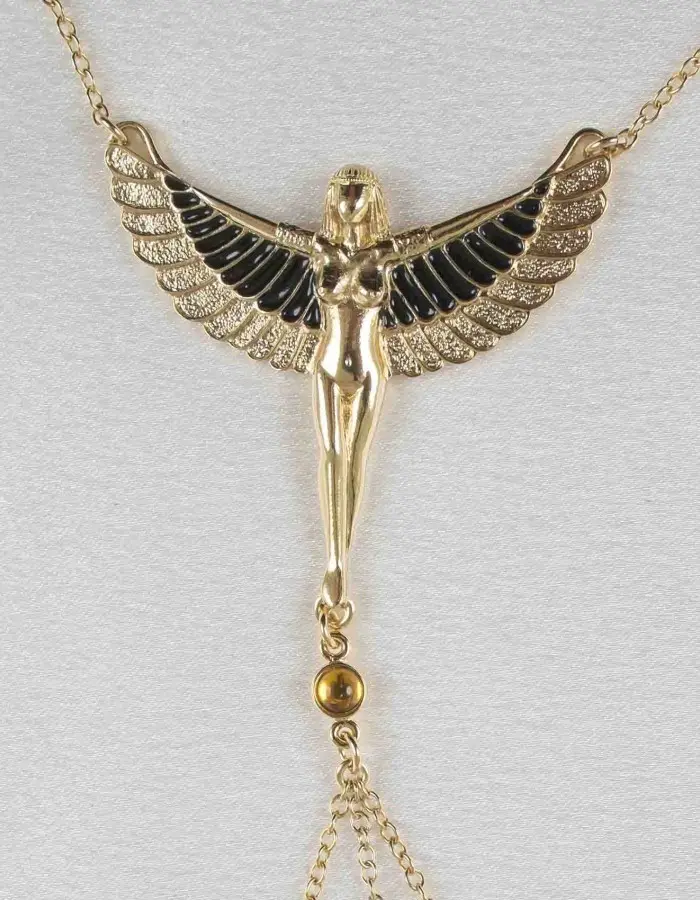 Nile Sunset - Gold Breast and Nipple Necklace with Isis Charm