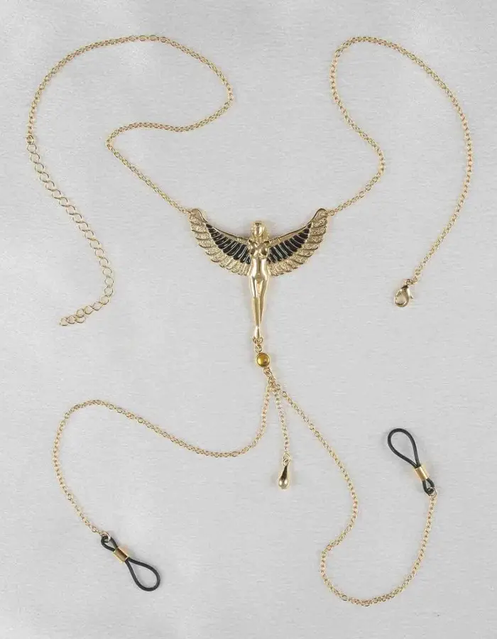 Nile Sunset - Gold Breast and Nipple Necklace with Isis Charm