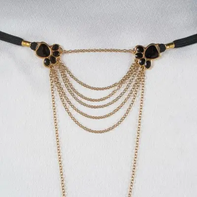 Ninja Kittens - Gold Vaginal Veil G-String Jewelry  with Cat Paws