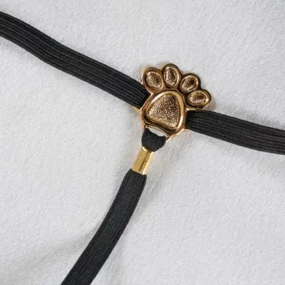 Ninja Kittens - Gold Vaginal Veil G-String Jewelry  with Cat Paws