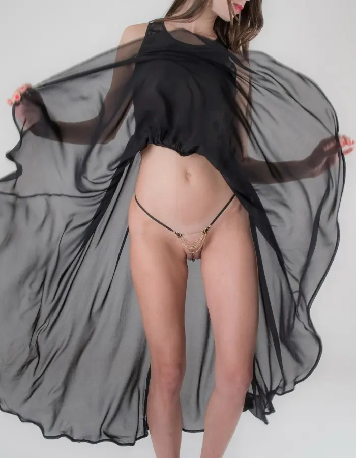 Ninja Kittens - Gold Vaginal Veil G-String Jewelry  with Cat Paws