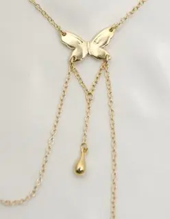Nymphalina - Gold Butterfly Nipple Ring Necklace