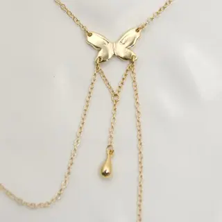 Nymphalina - Gold Butterfly Nipple Ring Necklace