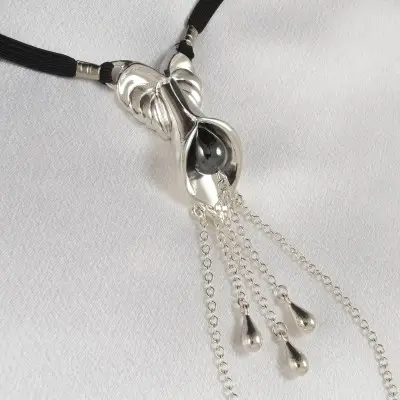 Nymphs of the Garden - Silver Lily Vagina Jewelry with Clit Charm
